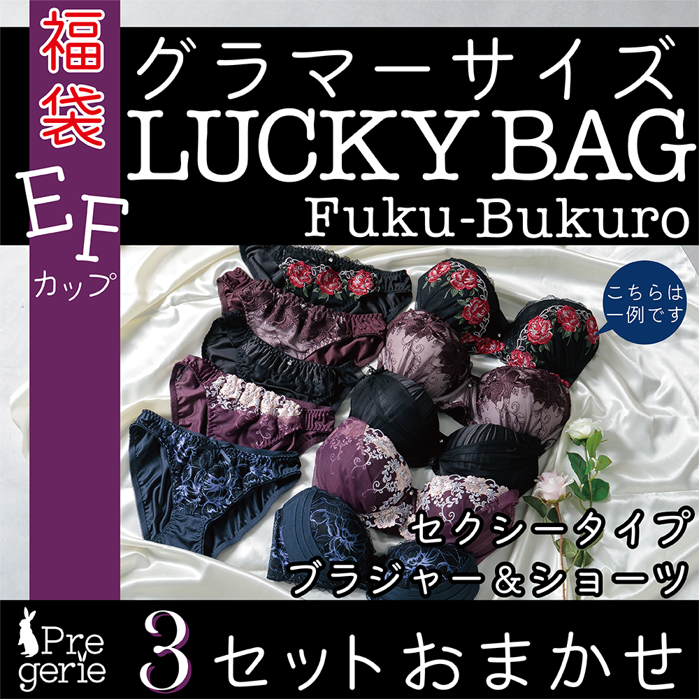 福袋ブラ＆ショーツEFカップ（セクシー系）3枚セット